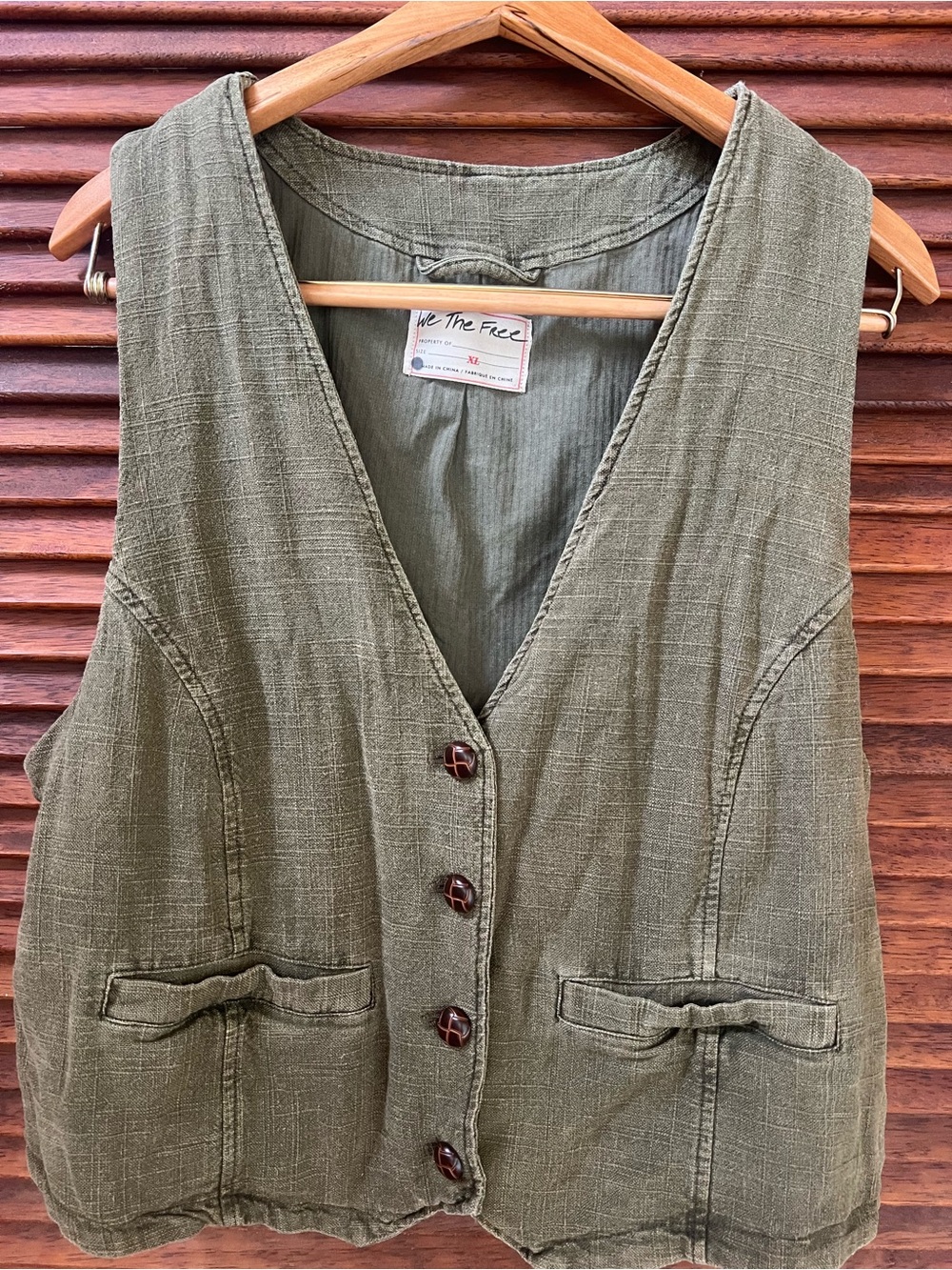 We The Free Olive Ribbed Utility Vest